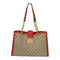 GUCCI GG GHW Padlock GG Tote Shoulder Bag PVC Coated Canvas Brown/Red