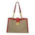 GUCCI GG GHW Padlock GG Tote Shoulder Bag PVC Coated Canvas Brown/Red