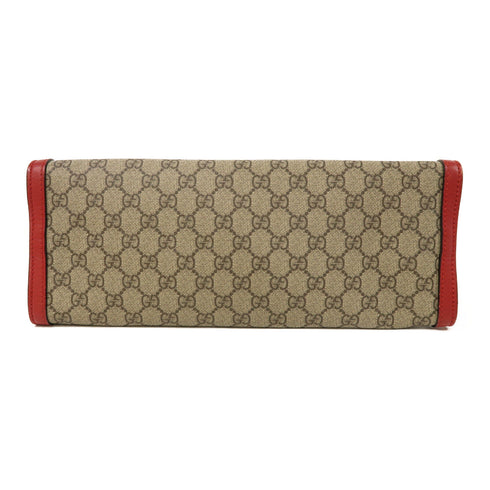 GUCCI GG GHW Padlock GG Tote Shoulder Bag PVC Coated Canvas Brown/Red