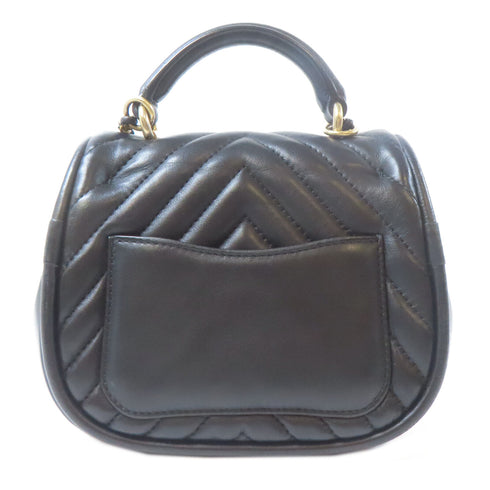 CHANEL Herringbone CC GHW Crossbody Bag 2 Way Bag Lambskin Leather Black