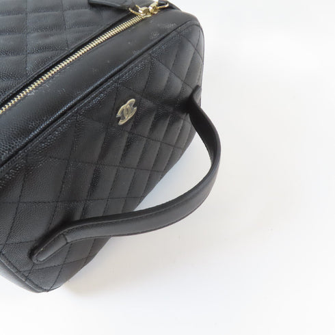 CHANEL Quilted CC GHW Vanity Case Caviar Leather Black