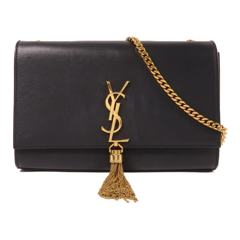 SAINT LAURENT YSL GHW Kate Chain Shoulder Bag Calfskin Leather Black