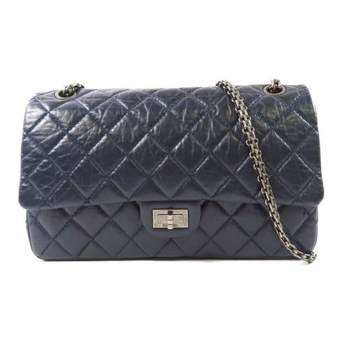 CHANEL CC Chanel 2.55 Shoulder Bag Calfskin Leather Navy Blue