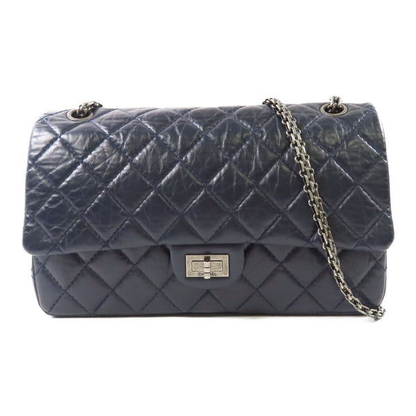 CHANEL CC Chanel 2.55 Shoulder Bag Calfskin Leather Navy Blue
