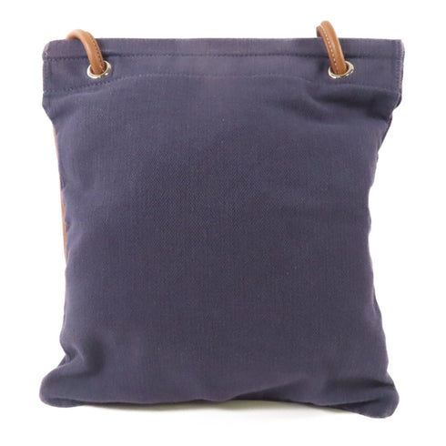 HERMES PHW Aline Shoulder Bag Cotton/Calfskin Leather Navy