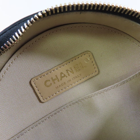 CHANEL CC GHW Round As Earth Chain Shoulder Bag Calfskin Leather Black