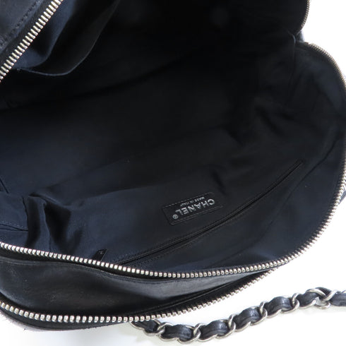 CHANEL Quilted CC SHW Chain Shoulder Bag Lambskin Leather Black v1