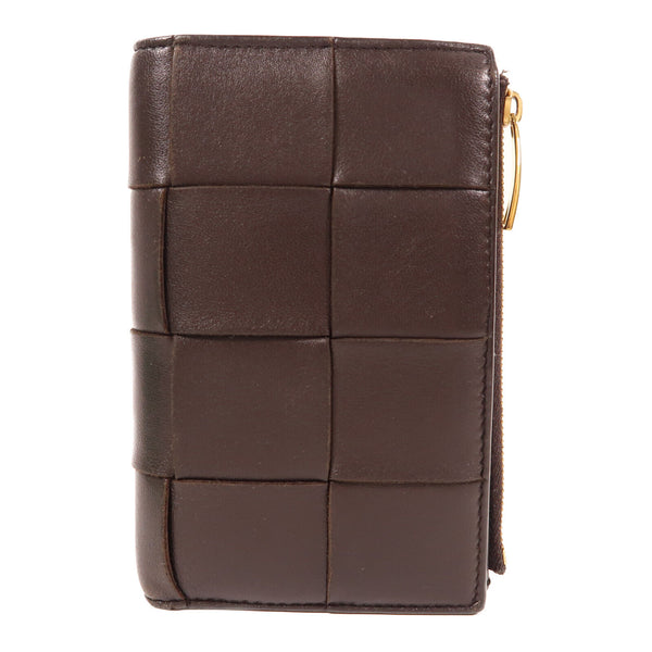BOTTEGA VENETA BV GHW Bi-Fold Wallet Calfskin Leather Brown