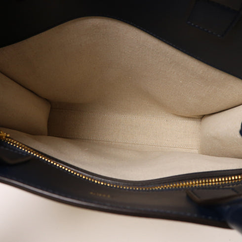 CELINE GHW Vertical Cabas 2 Way Shoulder Tote Bag Canvas Beige/Blue