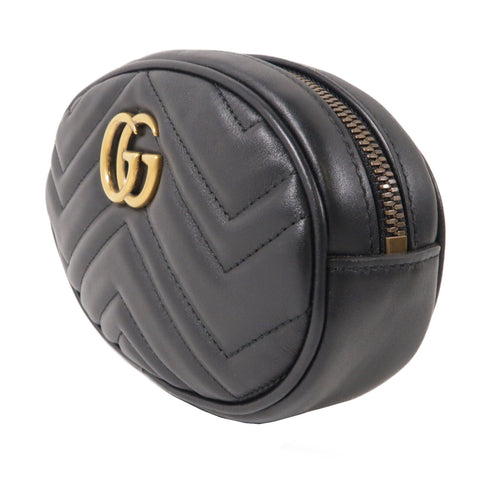 GUCCI GG GHW GG Marmont Belt Bag Waist Bag 476434 Calfskin Leather Black