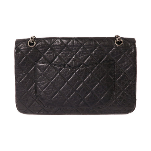 CHANEL CC SHW Maxi Classic Chain Shoulder Bag Leather Metallic Gray