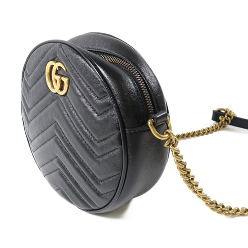 GUCCI GG Marmont GHW Chain Shoulder Bag 550154 Calfskin Leather Black