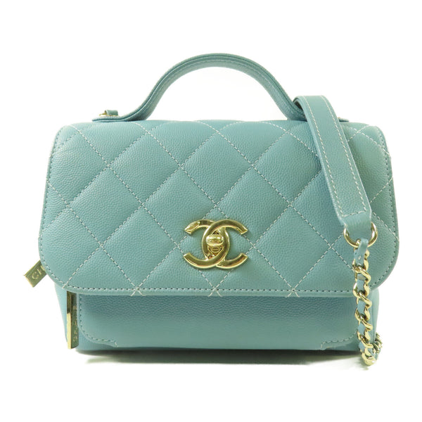 CHANEL CC SHW Affinity 2 Way Shoulder Bag Calfskin Leather Blue