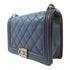 CHANEL Quilted CC Boy Chanel 28 Chain Shoulder Handbag Calfskin Leather Blue