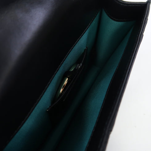 BVLGARI GHW Chain Shoulder Bag Calfskin Leather Black v1