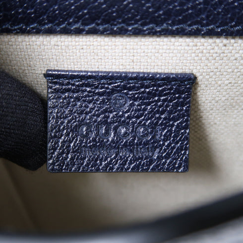 GUCCI GG SHW Horsebit 1955 Shoulder Bag 625615 Coated Canvas Navy/Beige