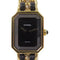 CHANEL GHW CC Premiere L Quartz Watch Gold Plated Calfskin Leather Black