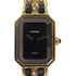 CHANEL GHW CC Premiere L Quartz Watch Gold Plated Calfskin Leather Black