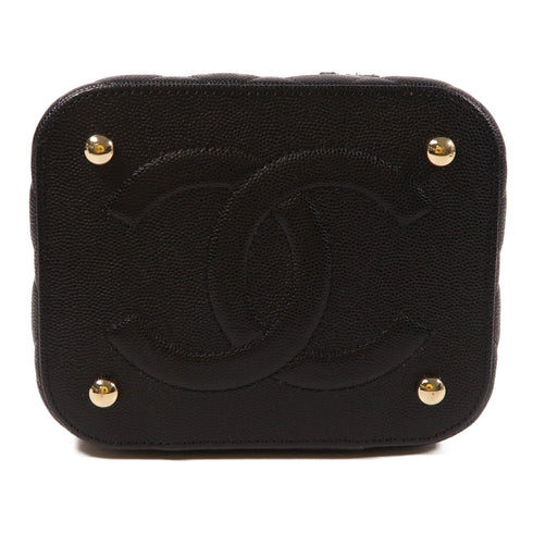 CHANEL CC GHW Vanity Bag 2 Way Chain Shoulder Crossbody AS2362 Calfskin Leather