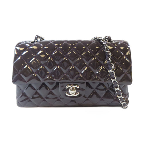 CHANEL Quilted CC SHW Classic Chain Shoulder Bag A69900 Patent Leather Purple