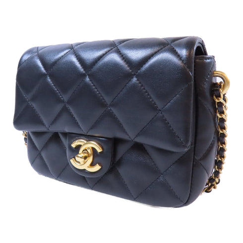 CHANEL Quilted CC GHW Chain Shoulder Bag AS2855 Lambskin Leather Black