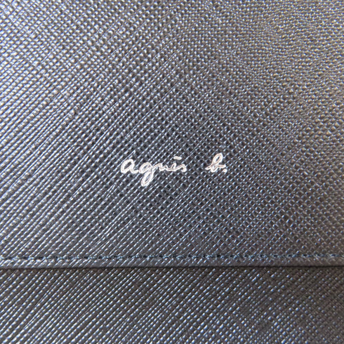 Agnes b. SHW Chain Shoulder Bag Calfskin Leather Black