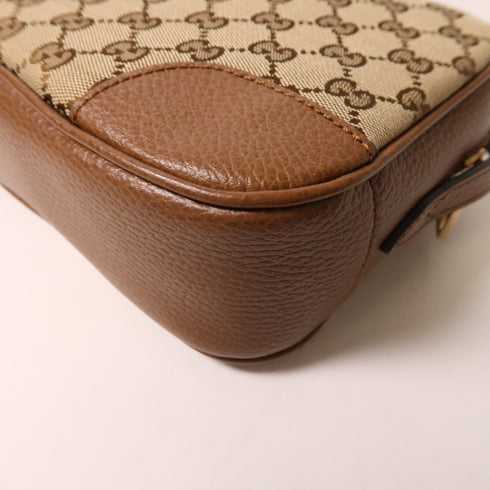 GUCCI GG SHW Shoulder Bag 520981 Coated Canvas/Calf Brown