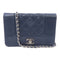 CHANEL Quilted CC SHW WOC Wallet On Chain Shoulder Bag Calfskin Leather Navy