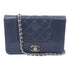 CHANEL Quilted CC SHW WOC Wallet On Chain Shoulder Bag Calfskin Leather Navy