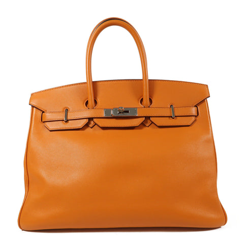 HERMES PHW Birkin 35 Handbag Swift Leather Orange