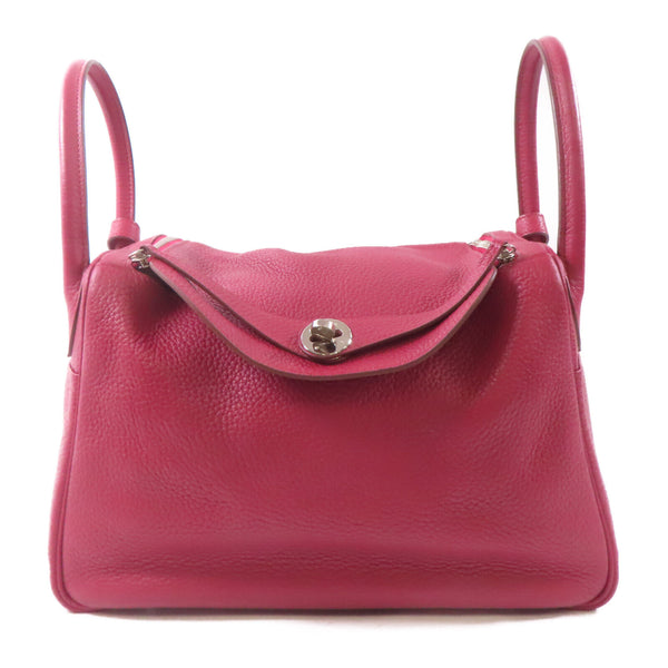 HERMES PHW Lindy 30 2 Way Shoulder Bag Handbag Clemence Leather Red