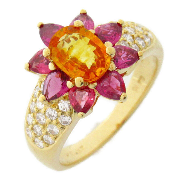 Ponte Vecchio 1.21ct Ruby 0.37ct Diamond Ring 18K Yellow Gold Multicolor US#6