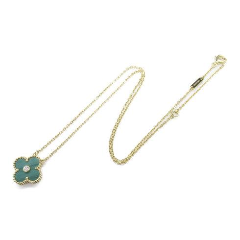 Van Cleef & Arpels Vintage Alhambra Necklace 18KYG Malachite Diamond Green Used