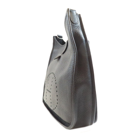 HERMES PHW Evelyne GM Shoulder Bag 056275CK Clemence Leather Black