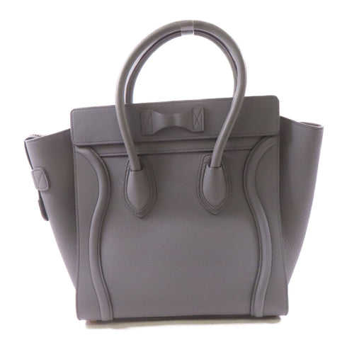 CELINE GHW 2 Way Shoulder Bag Calfskin Leather Grey