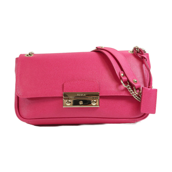 Furla GHW Chain Shoulder Bag Leather Pink