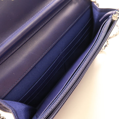 CHANEL CC SHW Wallet On Chain Chain Shoulder Bag Lambskin Leather Blue