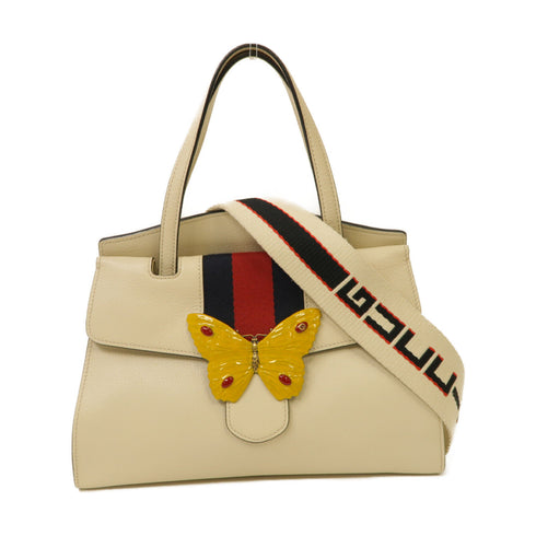GUCCI GG GHW Totem Butterfly 2Way Shoulder Handbag 505344 Calfskin Leather White