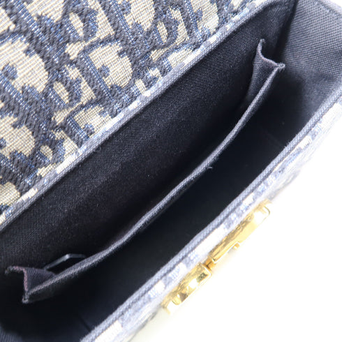 Christiran Dior CD GHW Montaigne 30 Shoulder Bag Canvas Navy/Beige