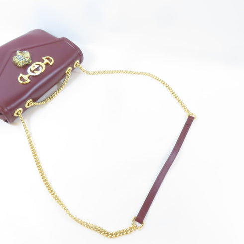 GUCCI GG GHW Rajah Medium Shoulder Bag 537241 Calfskin Leather Burgundy Red
