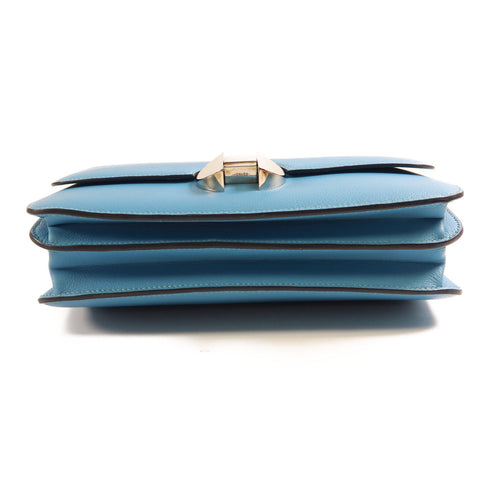 HERMES PHW 2002 Shoulder Bag Evercolor Leather Bleu Du Nord Blue