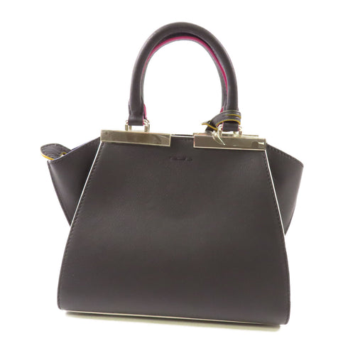 FENDI SHW 3Jours 2 Way Shoulder Bag Handbag 8BH333 Calfskin Leather Black