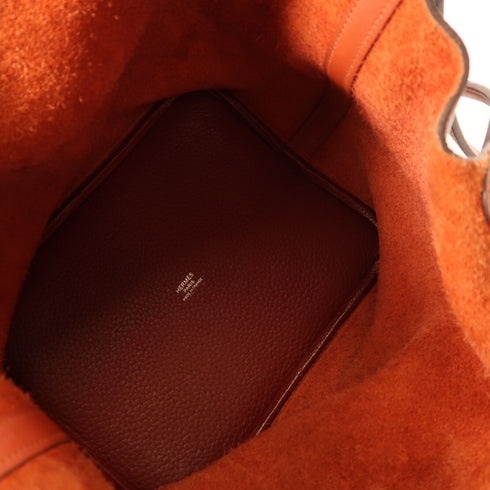 HERMES PHW Picotin MM Tote Bag Taurillon Clemence Leather Stamp R Rouge/Red