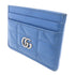 GUCCI GG SHW Card Case Calfskin Leather Blue