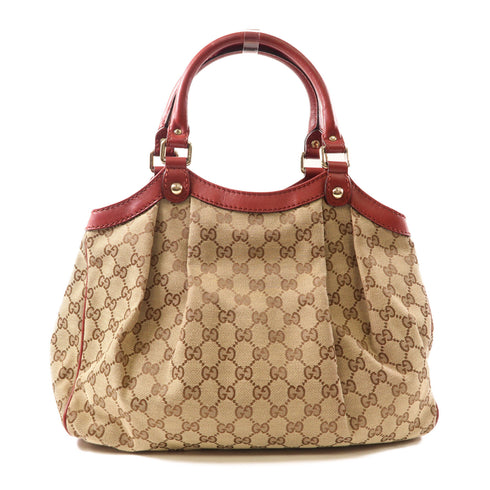 GUCCI GG GHW Handbag Shoulder Bag 211944 Canvas Brown Red