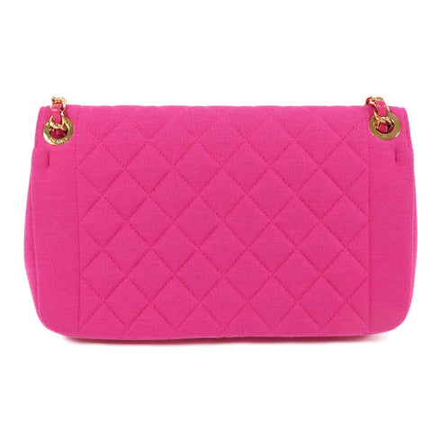 CHANEL CC GHW Chain Shoulder Bag Cotton/Calfskin Leather Pink
