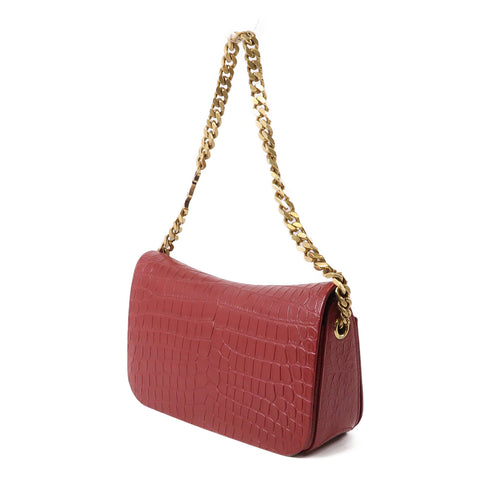 SAINT LAURENT YSL GHW Elise Chain Shoulder Bag 640290 Embossed Calfskin Leather