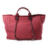 CHANEL CC SHW Deauville Tote 2 Way Shoulder Bag Canvas Red
