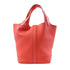 HERMES PHW Picotin PM Handbag Clemence Leather Rose Jaipur/Red