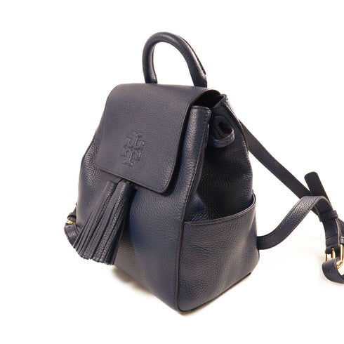 Tory Burch TB GHW Backpack Rucksack Calfskin Leather Blue